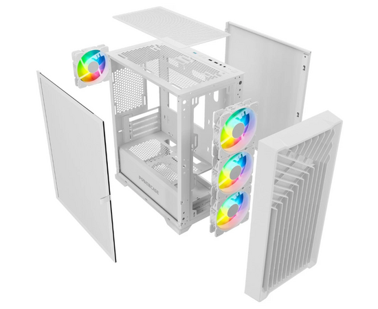  Корпус Powercase Mistral Micro X4W (CMMXW-L4), Tempered Glass, 4х 120mm 5-color fan, белый, mATX 