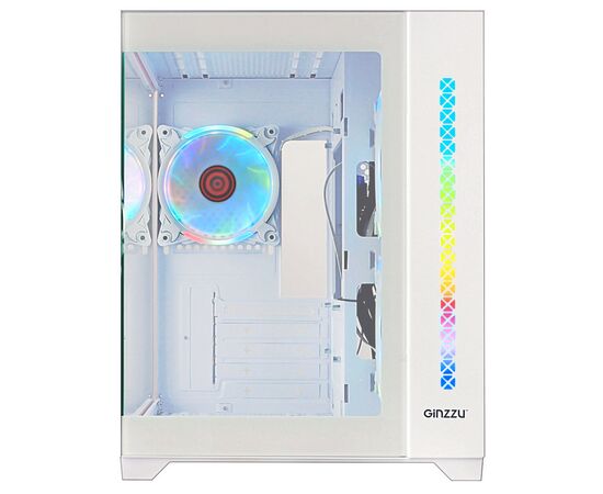  Корпус Ginzzu V490 RGB подсветка, контроллер CRC6, 3* 12R6 FAN 12CM RGB, закаленное стекло 1*USB 3.0,1*USB 2.0, AU Белый mATX 