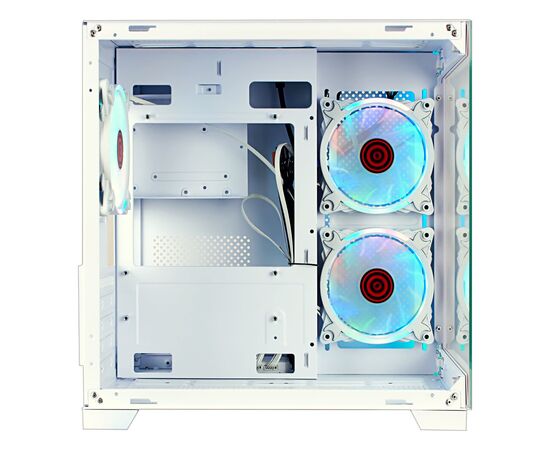  Корпус Ginzzu V490 RGB подсветка, контроллер CRC6, 3* 12R6 FAN 12CM RGB, закаленное стекло 1*USB 3.0,1*USB 2.0, AU Белый mATX 