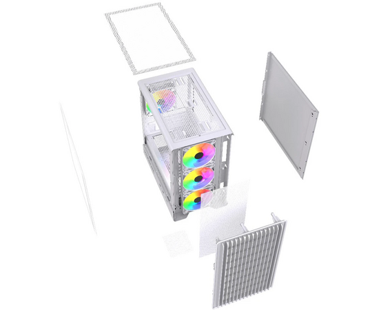 Корпус Powercase Mistral Micro C4W ARGB (CMMCW-A4), Tempered Glass, 4x 120mm ARGB PWM Fan, белый, mATX 