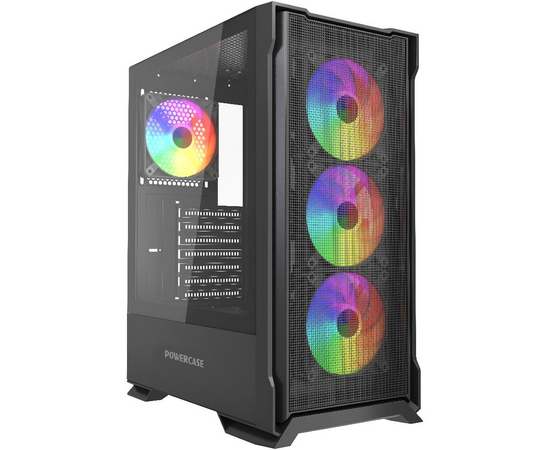  Корпус Powercase Mistral AZ4B ARGB (CMAZB-A4), Tempered Glass, 4x 120mm ARGB Fans, чёрный, ATX 
