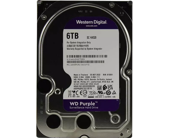  HDD WD Purple WD63PURU SATA3 6TB 5400 RPM 256Mb (replacement WD62PURZ, WD63PURZ) 