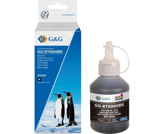  Чернила G&G GG-BT6000BK черный108мл для Brother HL-1110/1112A/1210/1212;DCP-1510/1512 